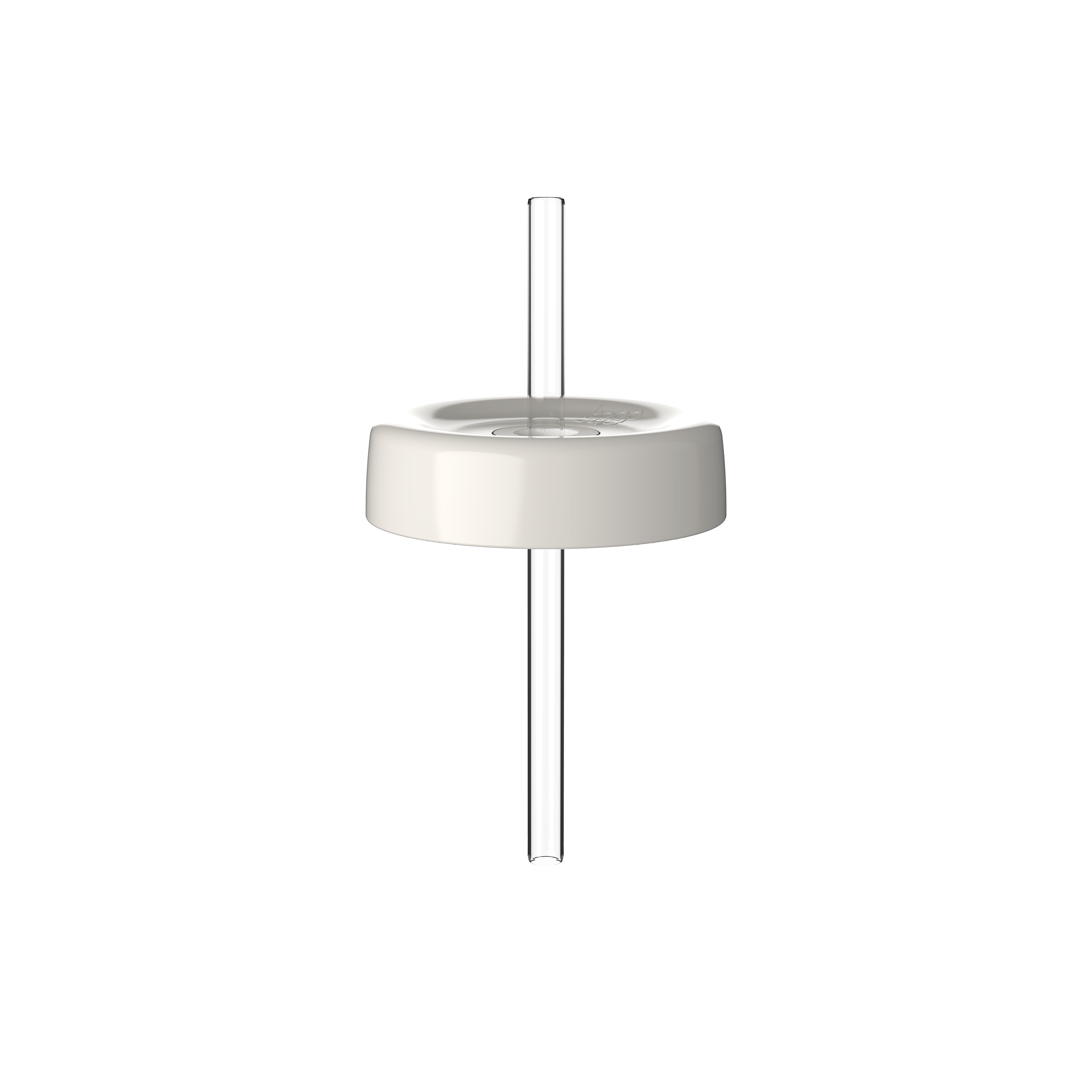 KeepCup Commuter Coffee Straw Lid in Bone color shown from a front angle, featuring a cream-colored circular lid with a clear plastic straw inserted through the center.