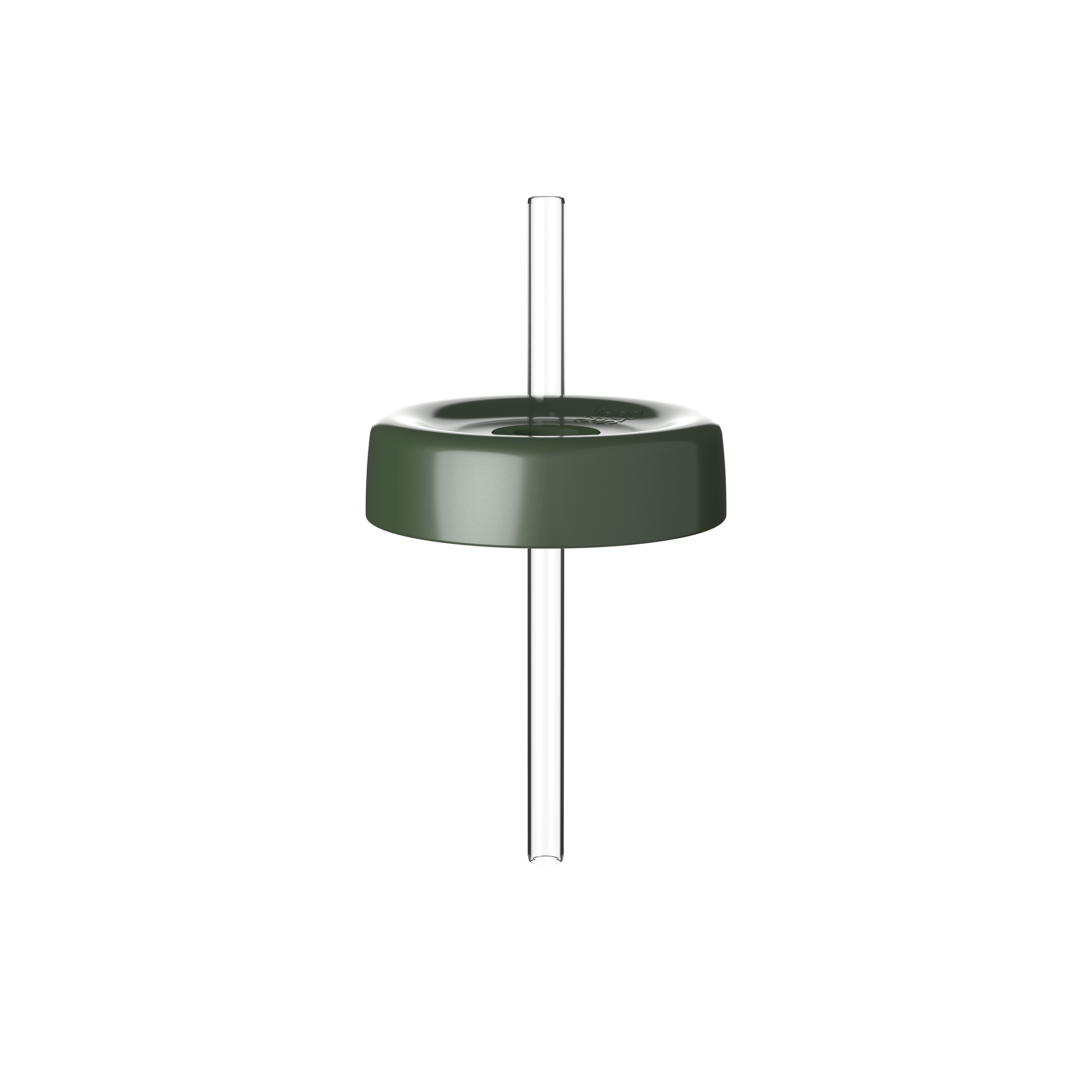KeepCup Commuter Coffee Straw Lid in Pine, shown from a straight-on angle with the olive green lid and clear reusable straw displayed against a white background.