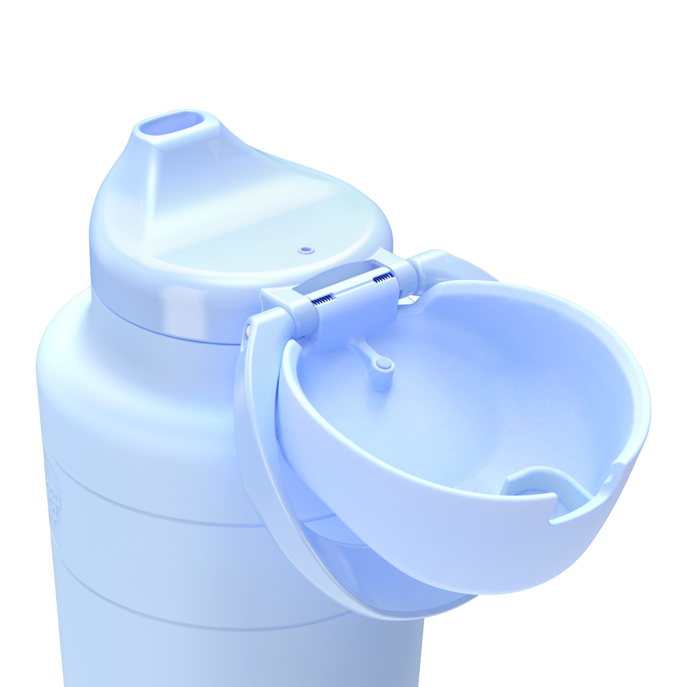 KeepCup Ora Bottle in Orchid, close-up detail shot showing the flip-open lid mechanism with in a soft lavender color against a white background.