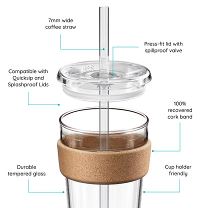 Cold Cup with Cork Band with features labelled on a white background