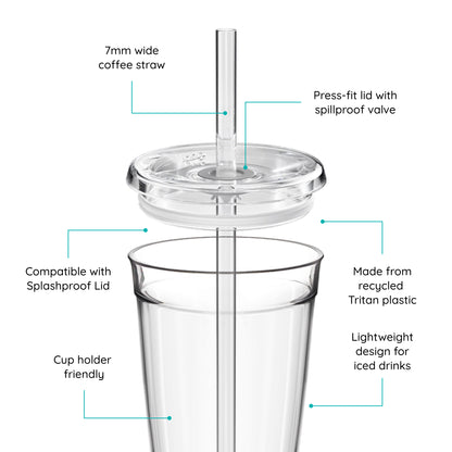 Cold Cup Original with lid and straw, featuring text labels on a white background 